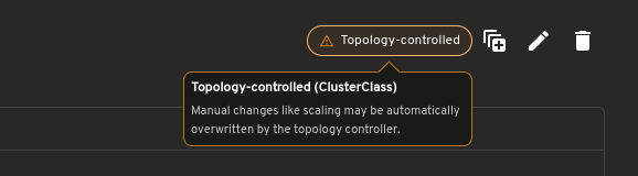 Topology-managed cluster showing scaling guidance at the Cluster level